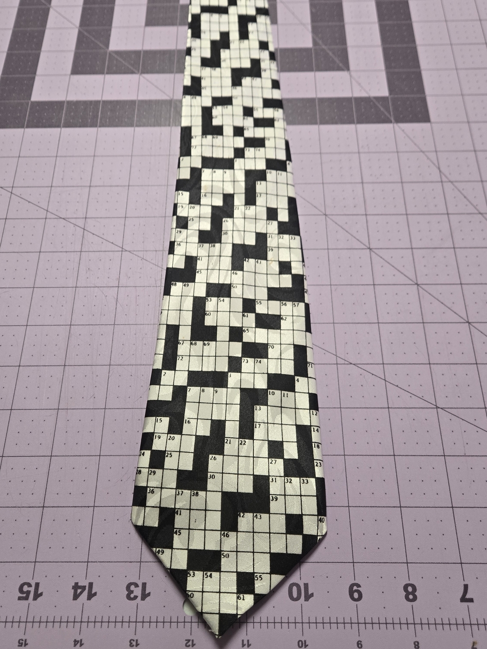 Fratello Handmade Crossword Puzzle Novelty Necktie Black White